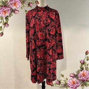AGB Paisley print long sleeve a-line high neck‎ sweater Dress size XL
